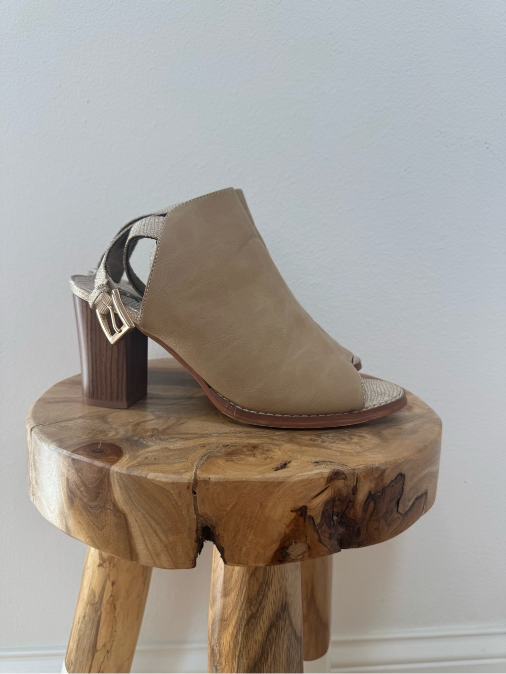 Muk Luks Taupe Open-Toe Block Heel Mule